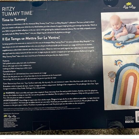 RAINBOW Tummy Time ITZY RITZY Soft Quilted Mat for Baby Toddler 5 x 3 x 0.5 in - Picture 8 of 13